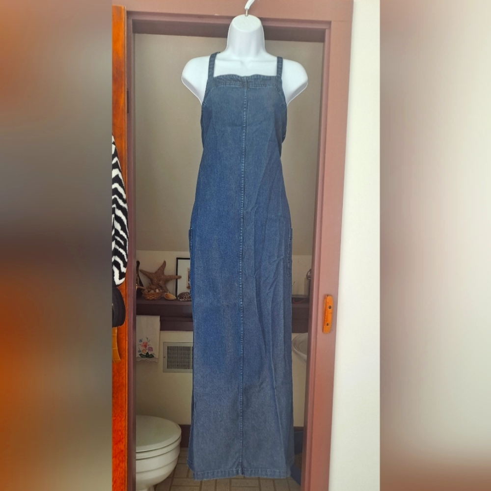 LT Modern Perspectives Long Denim Jumper Denim Maxi Dress Overalls Size 8